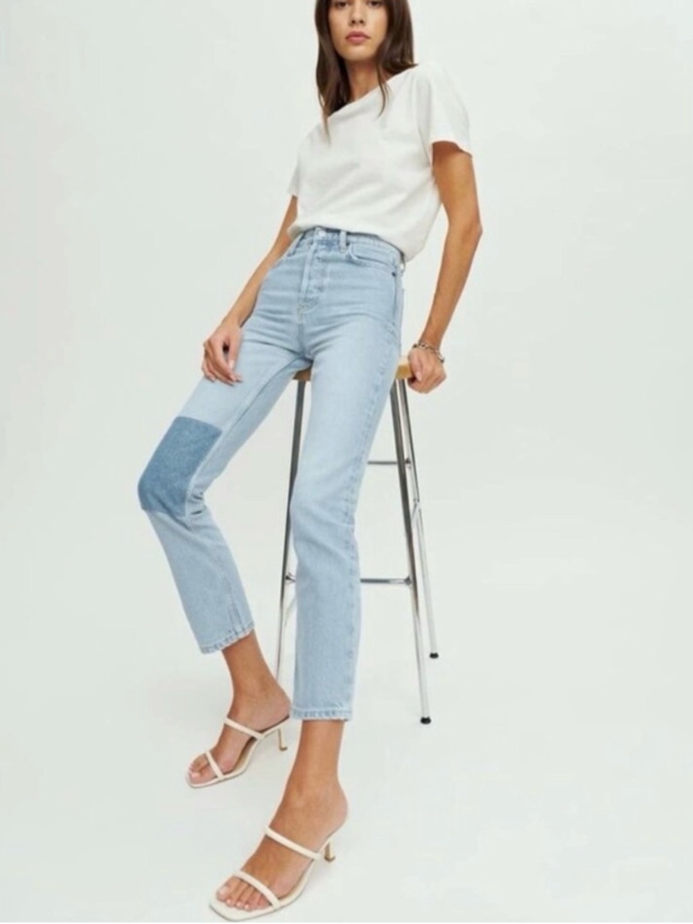 Reformation Cynthia Patch High-Rise Straight Jeans